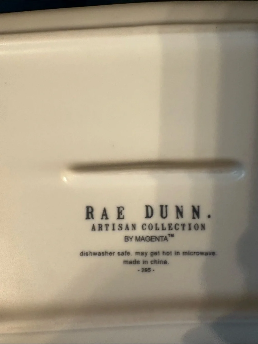 Rae Dunn Cream and Tan Plaid Tray with Black Floral Script